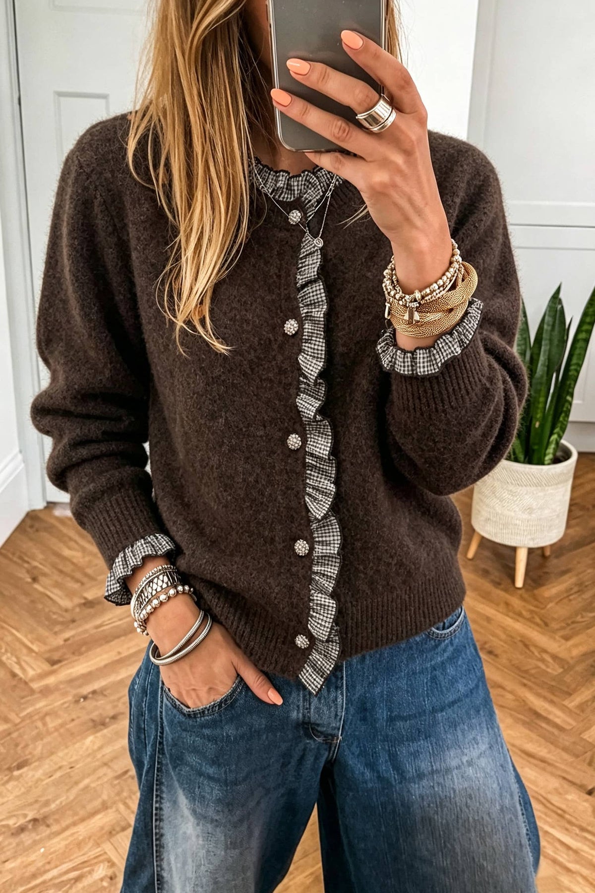 Ruffle Trim Cardigan