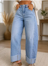 Cuffed Barrel Jean