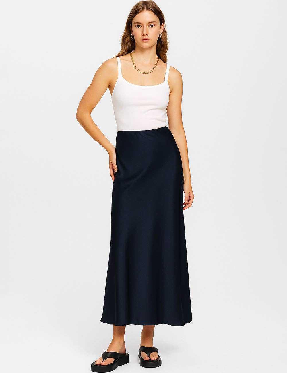 Satin Midi Skirt