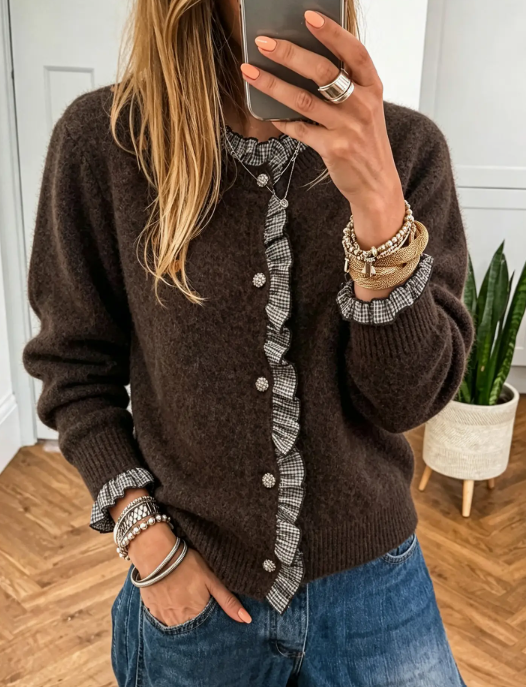 Soft Chocolate Ruffled Cardigan